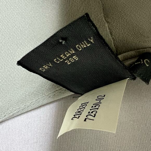 Y2K Banana Republic 100% Silk Dress 2 Gray Lettuce Hem Knee Length Polka Dot VTG - Picture 7 of 11